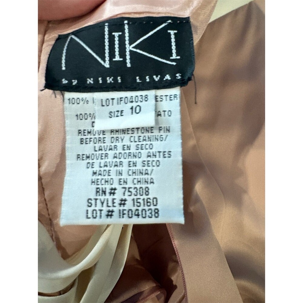 Niki by Niki Livas Evening Gown Womens M Strapless Long Pink Wrap Brooch - Picture 11 of 12